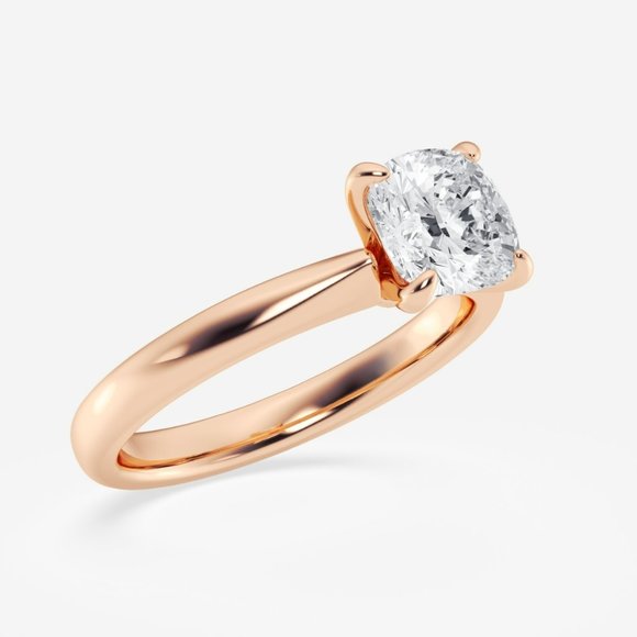 1 1/2 ctw Cushion Lab Grown Diamond Petite Solitaire Engagement Ring - Picture 6 of 6